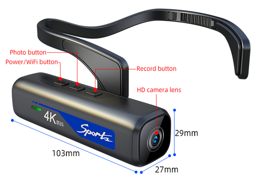 Wifi Headset 4K Camera Sport Action Camera Mini Wearable Camera Support Wifi Multi-Frame Video Recording