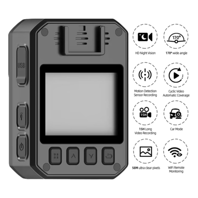 Infrared Fill Light & Highlight LED Flash Body Worn Camera Wearable Video Recorder with Adjustable Photographic Resolution