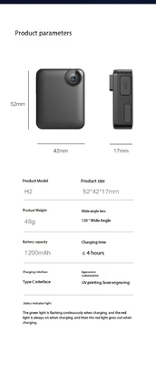 High Capacity 1200mAh Battery Multi-Resolution Photo Body Camera for Video Compression H.264 Featuring CMOS Sensor Back Clip